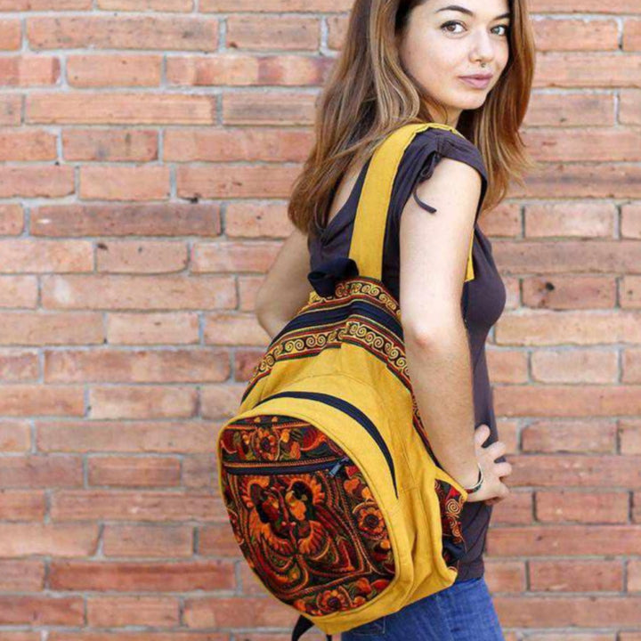Tribal Bird Embroidered Hmong Backpack- Thailand-Bags-Lumily-Lumily MZ Fair Trade Nena & Co Hiptipico Novica Lucia's World emporium