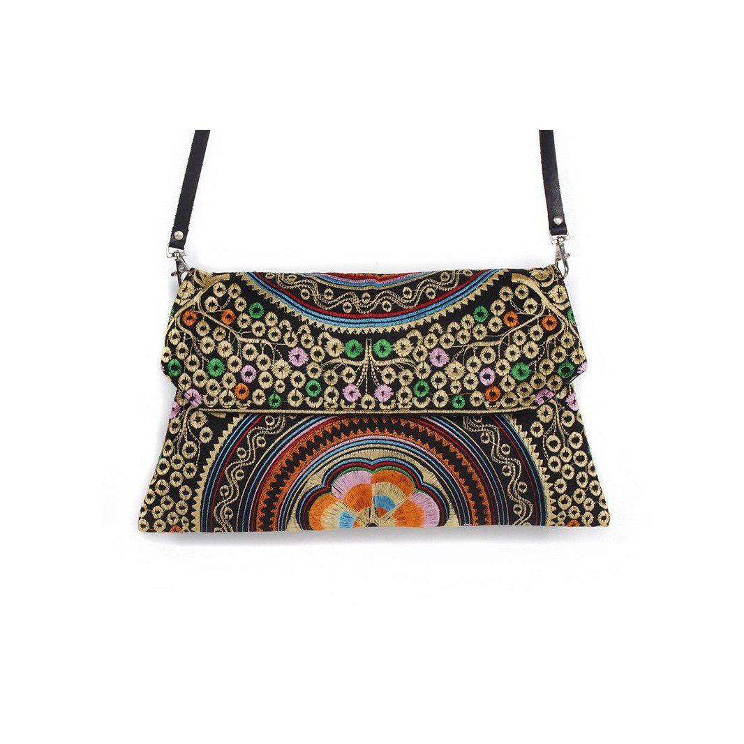 Embroidered Convertible Clutch | Crossbody Bag - Thailand-Bags-Lumily-Gold-Lumily MZ Fair Trade Nena & Co Hiptipico Novica Lucia's World emporium