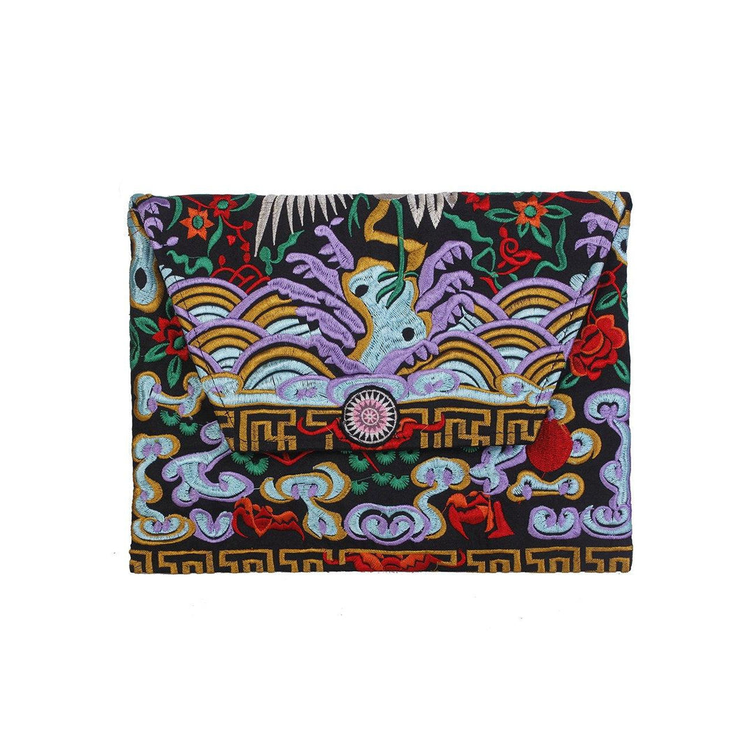 Embroidered Envelope Clutch | iPad Bag - Thailand-Bags-Lumily-Black & Purple-Lumily MZ Fair Trade Nena & Co Hiptipico Novica Lucia's World emporium