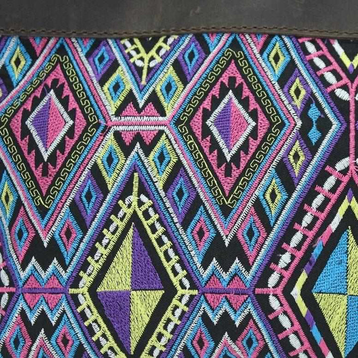 Geometric Handle Embroidered Leather Bag - Thailand-Bags-Lumily-Lumily MZ Fair Trade Nena & Co Hiptipico Novica Lucia's World emporium