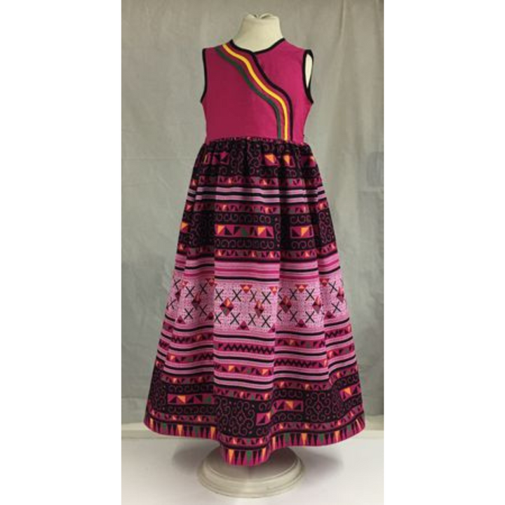 Sustainably Made Hmong Style Children's Dress - Thailand-Apparel-Lumily-Red-Lumily MZ Fair Trade Nena & Co Hiptipico Novica Lucia's World emporium