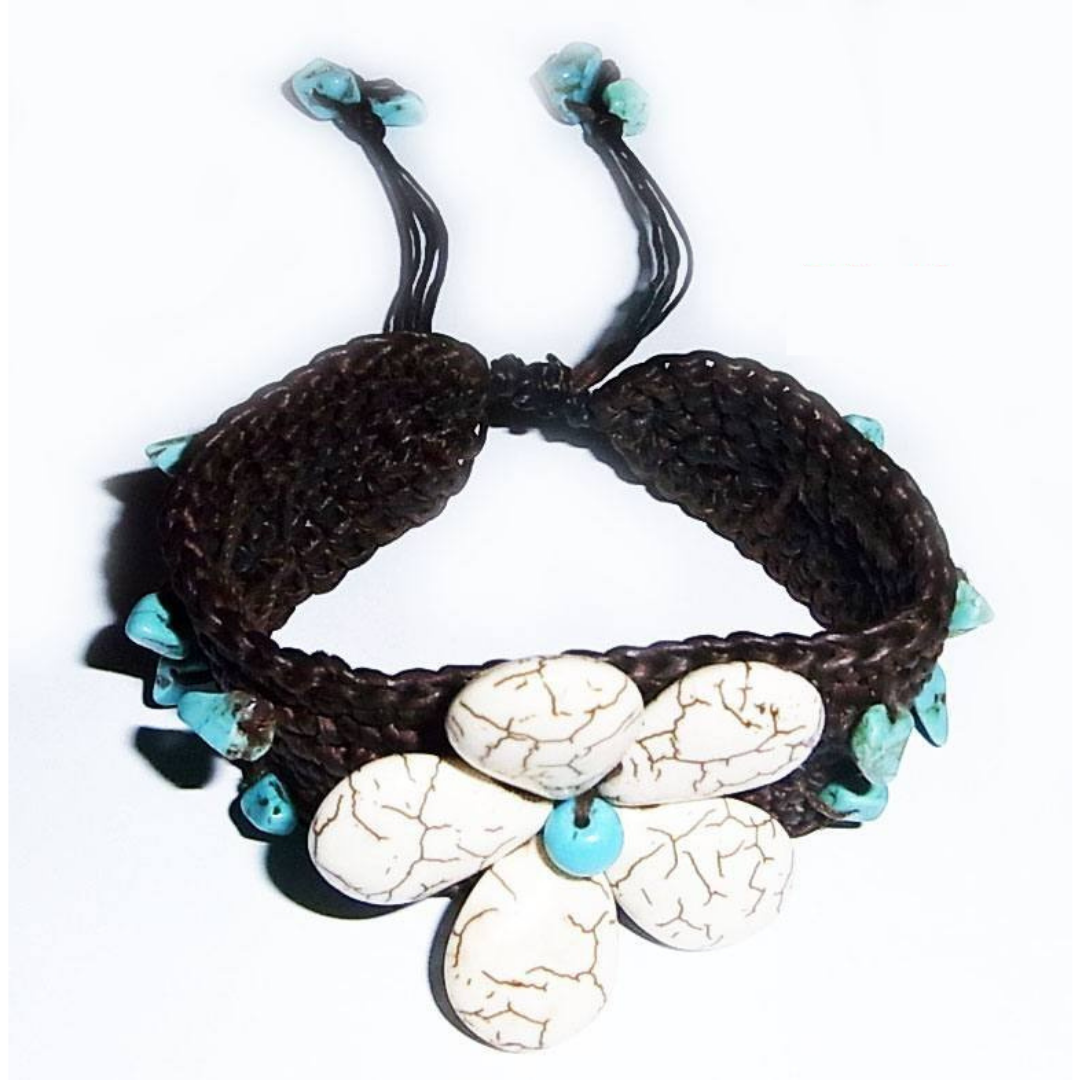 BUNDLE: Wax String Flower Stone Handcrafted Bracelet 4 Pieces - Thailand-Bracelets-Lumily-Lumily MZ Fair Trade Nena & Co Hiptipico Novica Lucia's World emporium