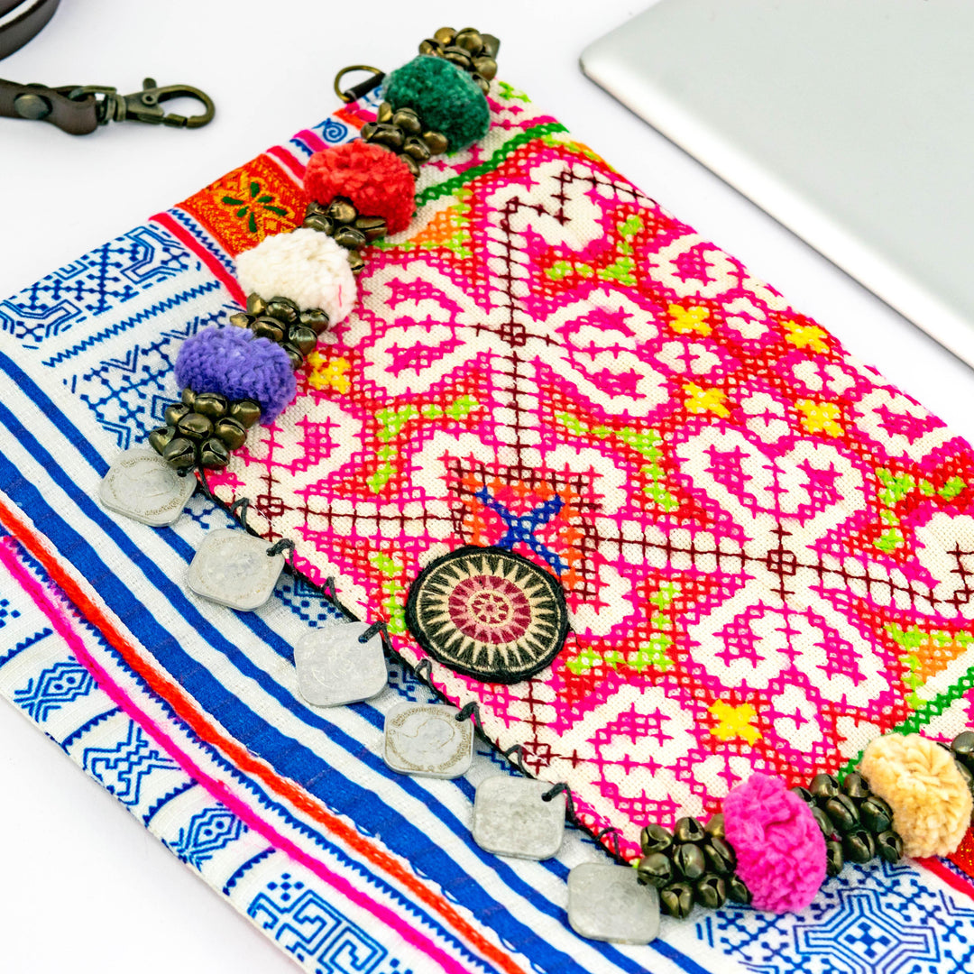 Pink Vintage Hmong Convertible Envelope Clutch | Purse - Thailand-Bags-Pranee Shop-Lumily MZ Fair Trade Nena & Co Hiptipico Novica Lucia's World emporium