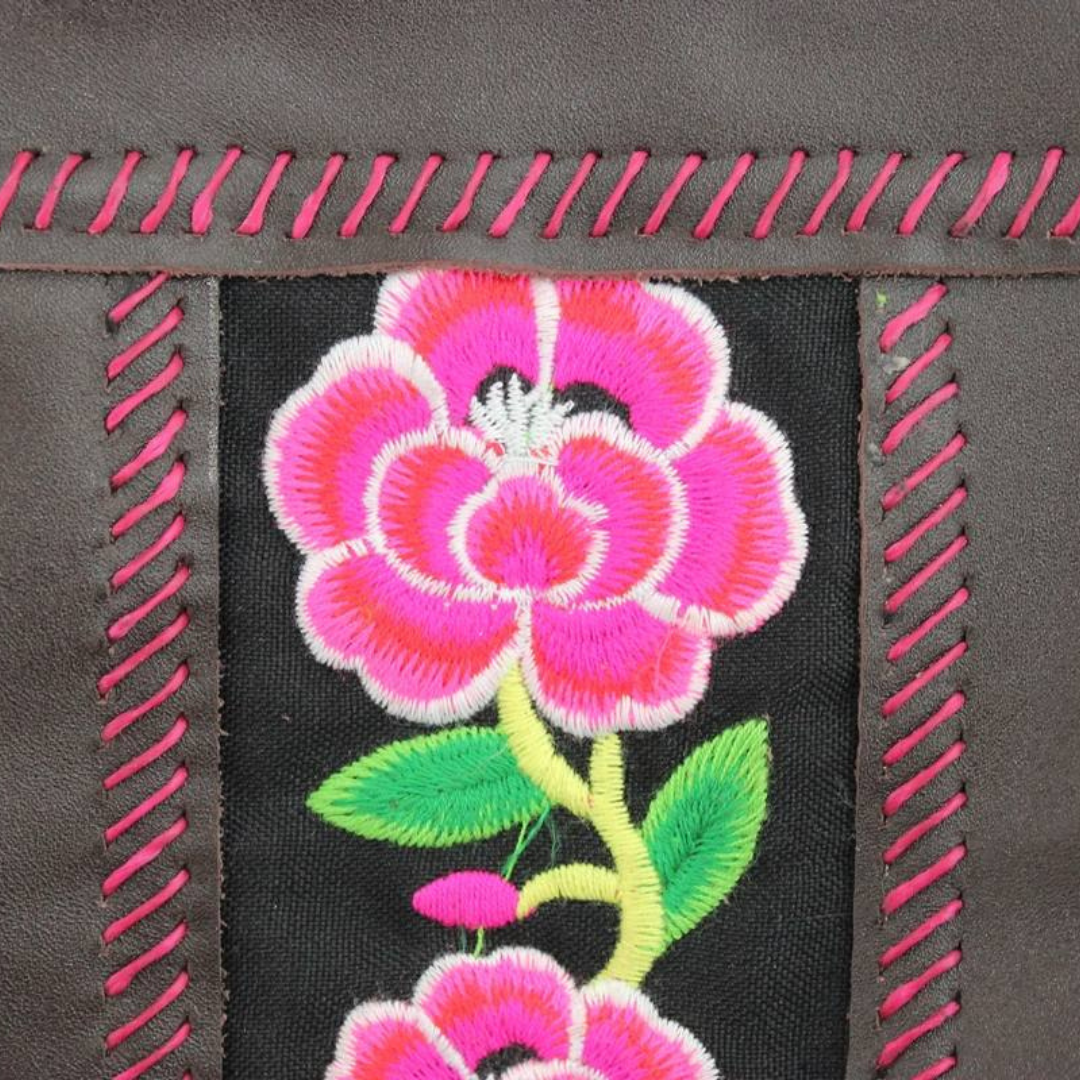 Magnolia Crossbody Embroidered Leather Purse - Thailand-Bags-Lumily-Lumily MZ Fair Trade Nena & Co Hiptipico Novica Lucia's World emporium