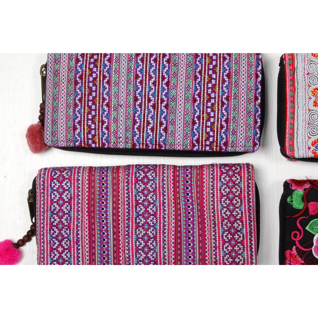 BUNDLE: Embroidered Cross-Stitch Wallet 4 Pieces - Thailand-Bags-Lumily-Lumily MZ Fair Trade Nena & Co Hiptipico Novica Lucia's World emporium