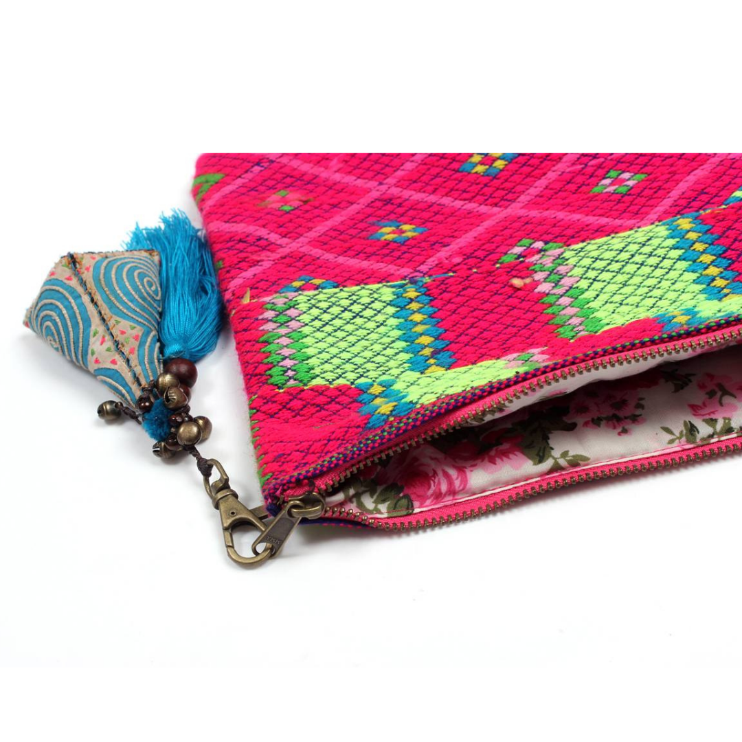 Upcycled Karen Vintage Fabric Clutch Bag Thailand Lumily