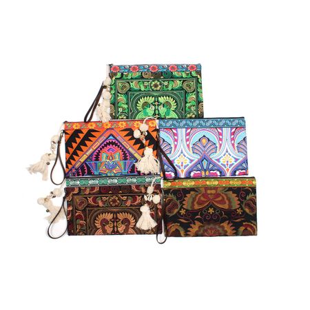 BUNDLE: 5 Pieces Embroidered Boho Clutch Bag- Thailand-Bags-Lumily-Clutch Bag-Lumily MZ Fair Trade Nena & Co Hiptipico Novica Lucia's World emporium