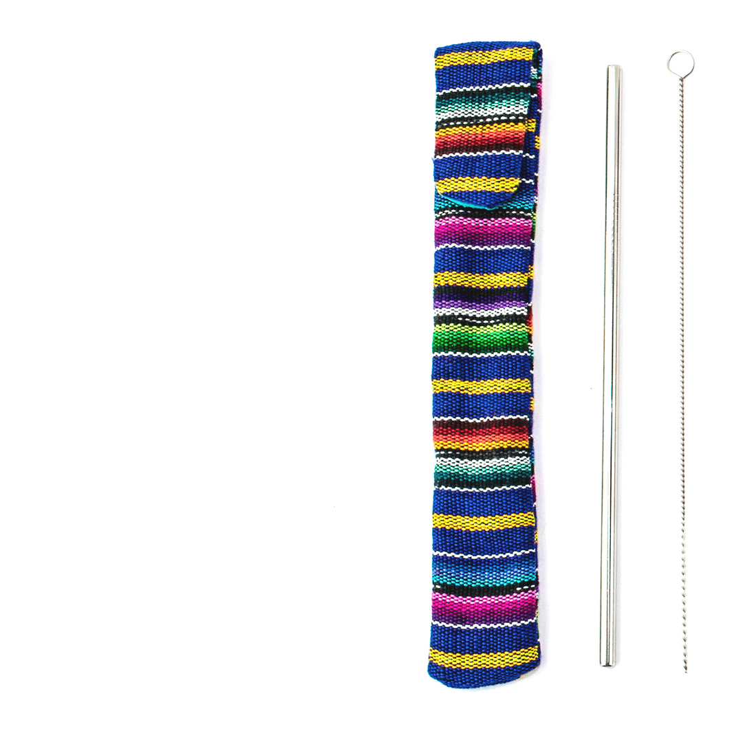 Reusable Sustainable Straw Kit with Straw and Cleaner - Guatemala-Accessories-Laura y Francisco (GU)-Blue-Lumily MZ Fair Trade Nena & Co Hiptipico Novica Lucia's World emporium