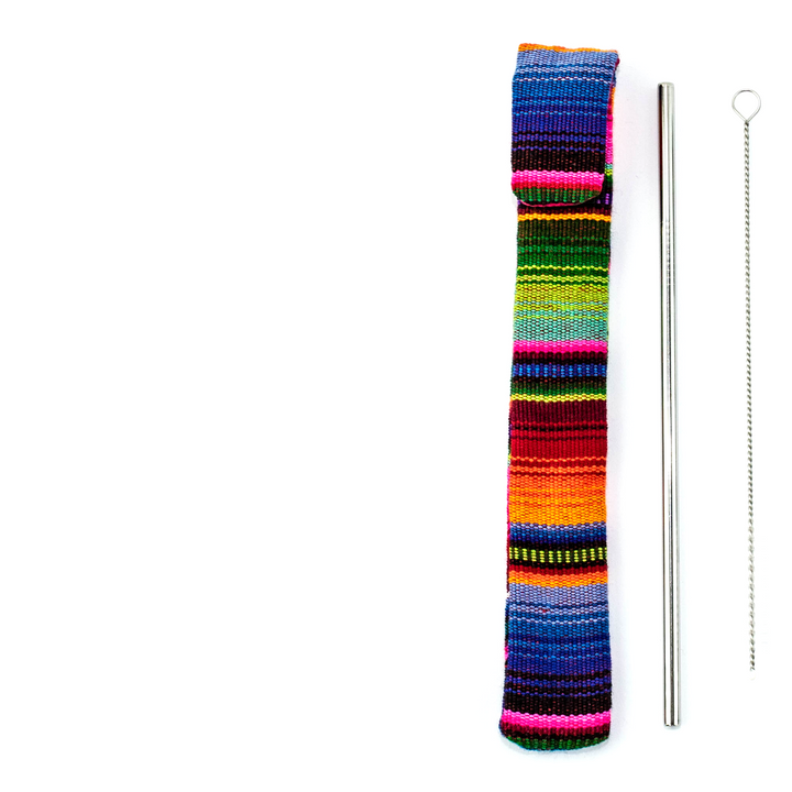 Reusable Sustainable Straw Kit with Straw and Cleaner - Guatemala-Accessories-Lumily-Multicolor-Lumily MZ Fair Trade Nena & Co Hiptipico Novica Lucia's World emporium