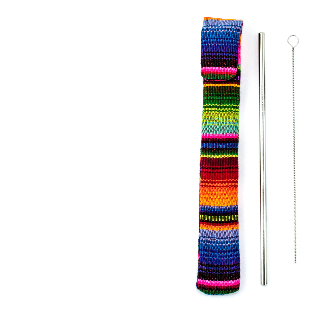 Reusable Sustainable Straw Kit with Straw and Cleaner - Guatemala-Accessories-Laura y Francisco (GU)-Multicolor-Lumily MZ Fair Trade Nena & Co Hiptipico Novica Lucia's World emporium