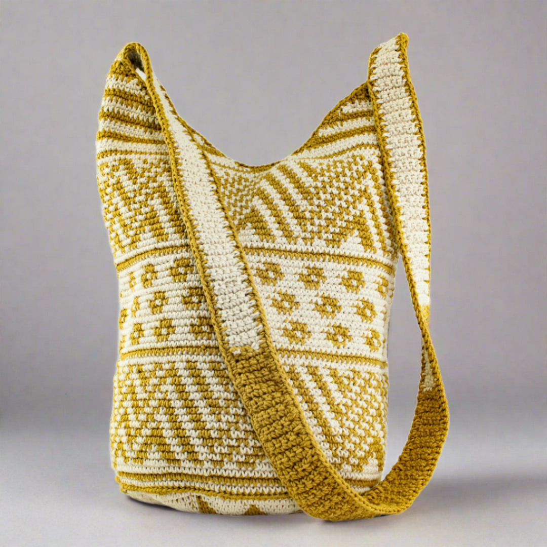 Eliza Crochet Multicolor Boho Bag - Guatemala-Bags-Don Miguel (Tipicos el Paisaje - GU)-Latte-Lumily MZ Fair Trade Nena & Co Hiptipico Novica Lucia's World emporium