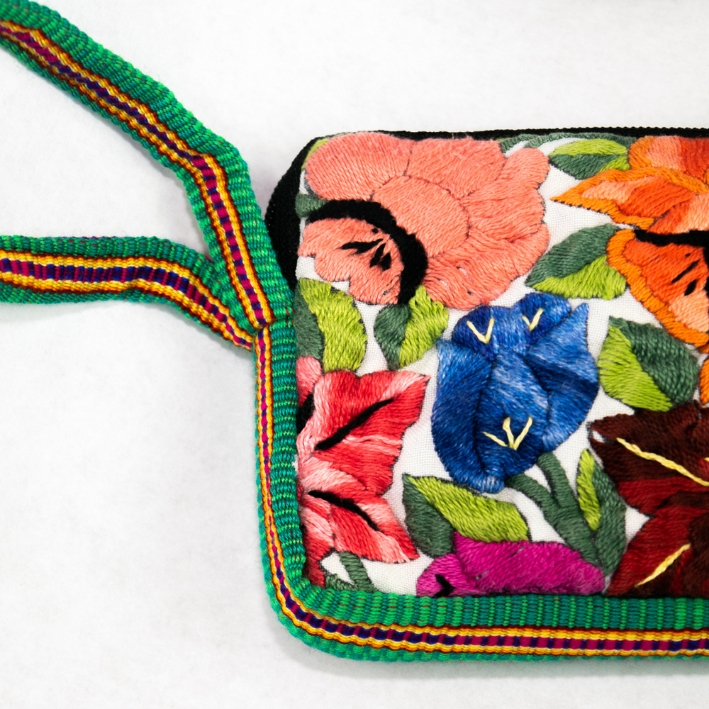 Huipil Embroidered Flower Wallet - Guatemala-Bags-Lumily-Lumily MZ Fair Trade Nena & Co Hiptipico Novica Lucia's World emporium