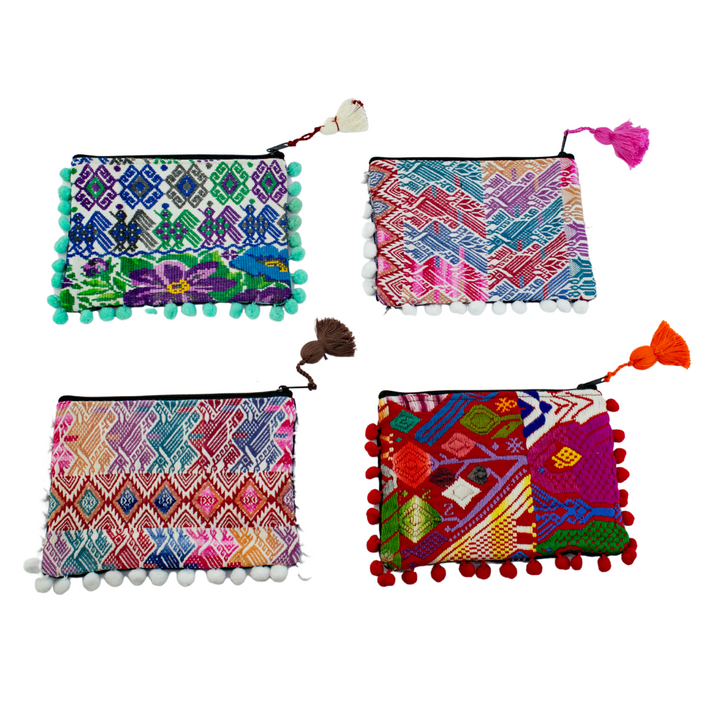 Pom Pom Maya Bag Up-cycled Huipil (Assorted Colors) - Guatemala-Bags-Lumily-Lumily MZ Fair Trade Nena & Co Hiptipico Novica Lucia's World emporium