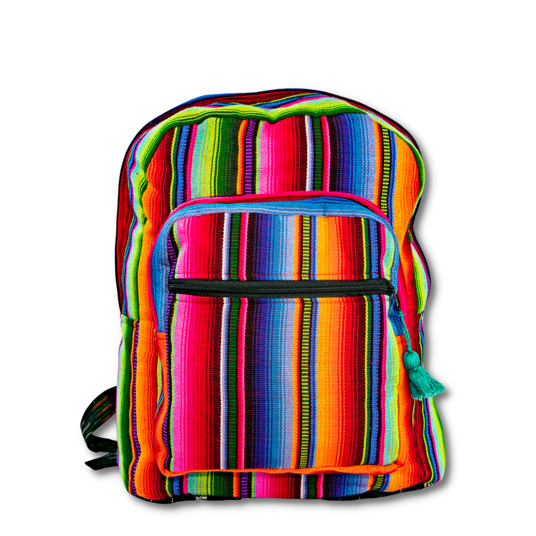 Hacienda Sarape Stripe Multicolor Backpack - Guatemala-Bags-Lumily-Lumily MZ Fair Trade Nena & Co Hiptipico Novica Lucia's World emporium