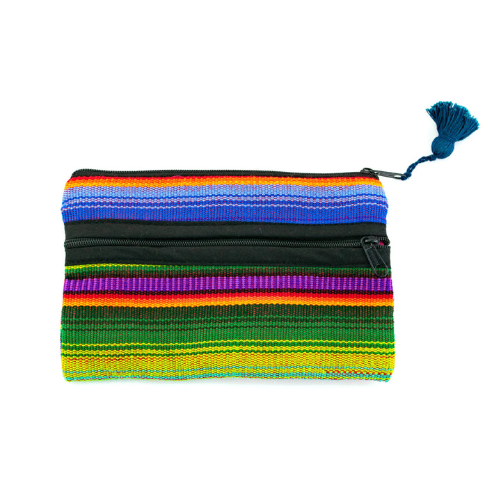 Hacienda 3-Zipper Striped Boho Cosmetic Bag - Guatemala-Bags-Laura y Francisco (GU)-Lumily MZ Fair Trade Nena & Co Hiptipico Novica Lucia's World emporium