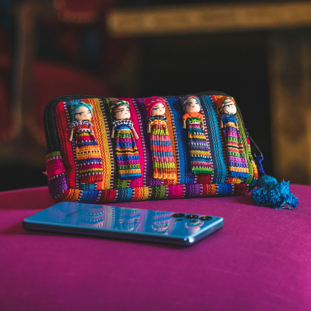 Worry Doll Multicolor Boho Wallet - Guatemala-Wallets-Lumily-Lumily MZ Fair Trade Nena & Co Hiptipico Novica Lucia's World emporium