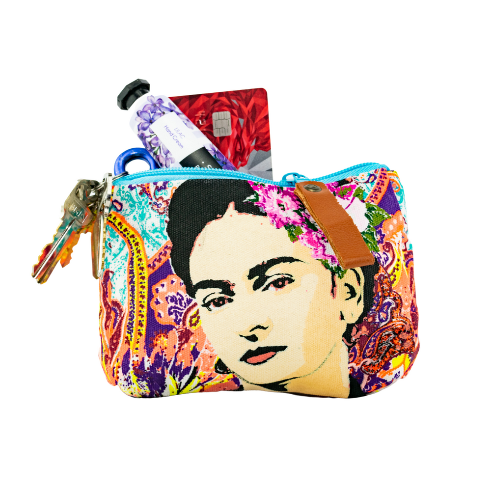 Frida Kahlo Printed Coin Purse - Thailand-Bags-Lumily-Lumily MZ Fair Trade Nena & Co Hiptipico Novica Lucia's World emporium