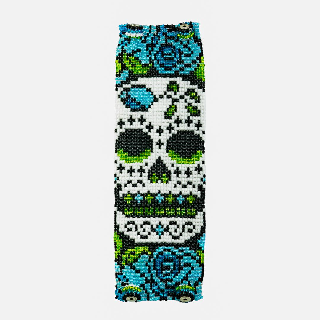 Sugar Skull | Catrina Seed Bead Magnetic Closure Bracelet - Guatemala-Lumily-Blue-Lumily MZ Fair Trade Nena & Co Hiptipico Novica Lucia's World emporium