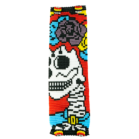 Sugar Skull | Catrina Seed Bead Bracelet - Guatemala-Lumily-Red Magnetic-Lumily MZ Fair Trade Nena & Co Hiptipico Novica Lucia's World emporium