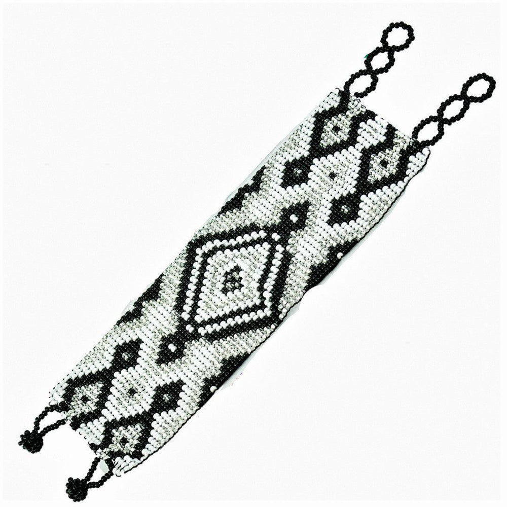 Flor Geometric Loom-Beaded Statement Bracelet - Guatemala-Bracelets-Angelica-Lumily Fair Trade Handmade