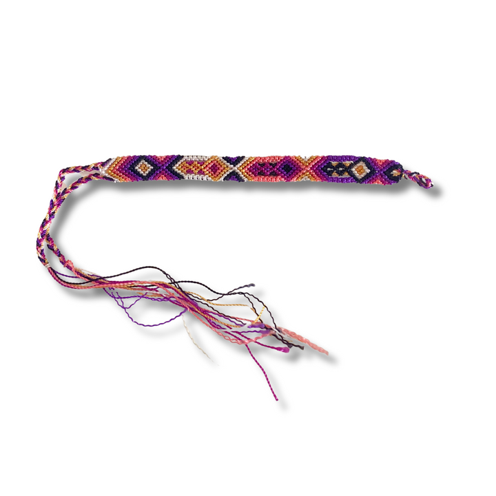 Friendship Woven String Bracelet - Choose Color - Mexico-Jewelry-Joel (Arte Moderno en Cuero - MX)-Ivory Purple-Lumily MZ Fair Trade Nena & Co Hiptipico Novica Lucia's World emporium