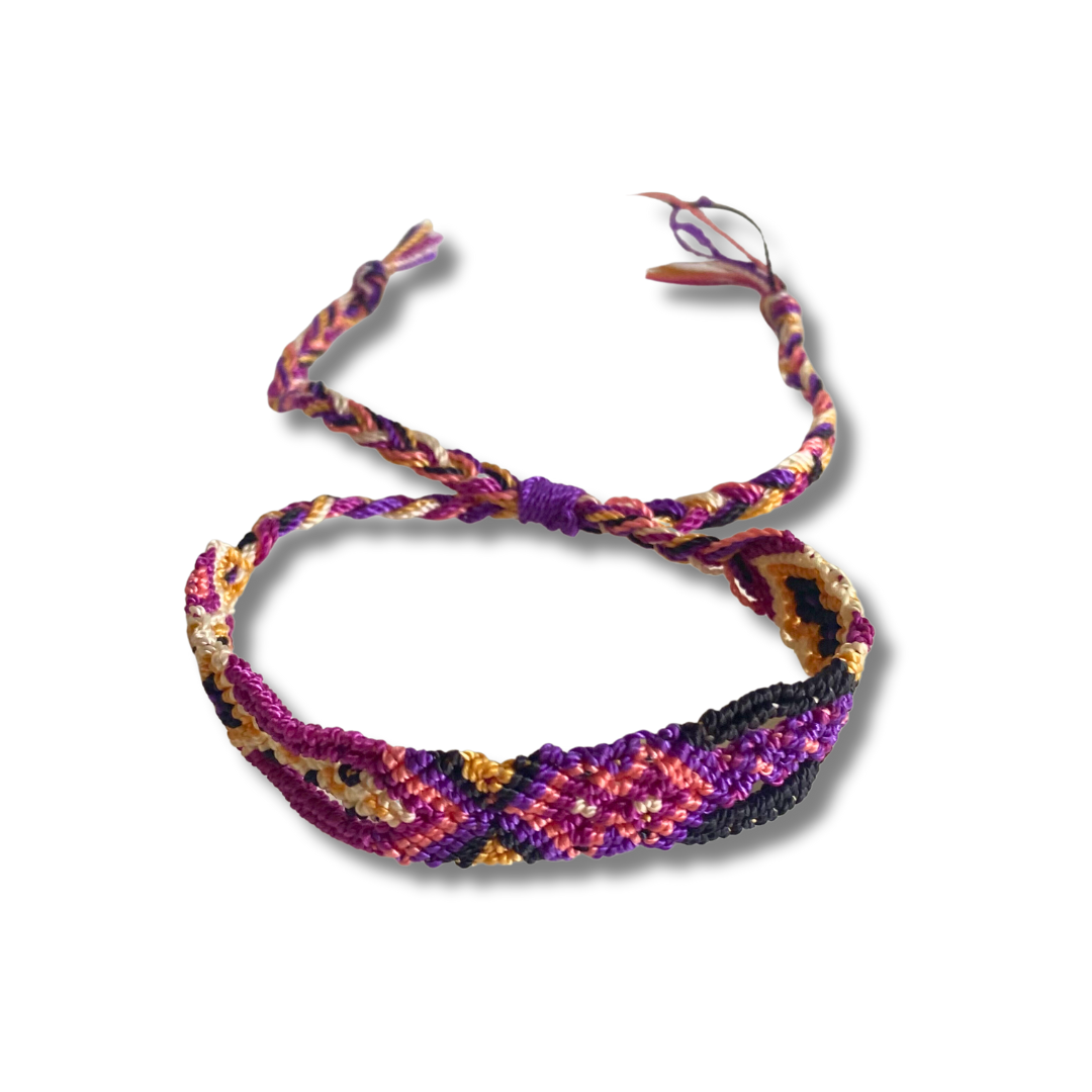 Friendship Woven Bracelet Slide Knot String - Choose Color - Mexico-Jewelry-Lumily-Ivory Purple-Lumily MZ Fair Trade Nena & Co Hiptipico Novica Lucia's World emporium