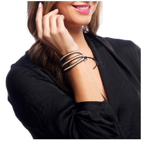 Three Wrap Bracelet with Leather & Beads - Thailand-Jewelry-Lumily-Lumily MZ Fair Trade Nena & Co Hiptipico Novica Lucia's World emporium