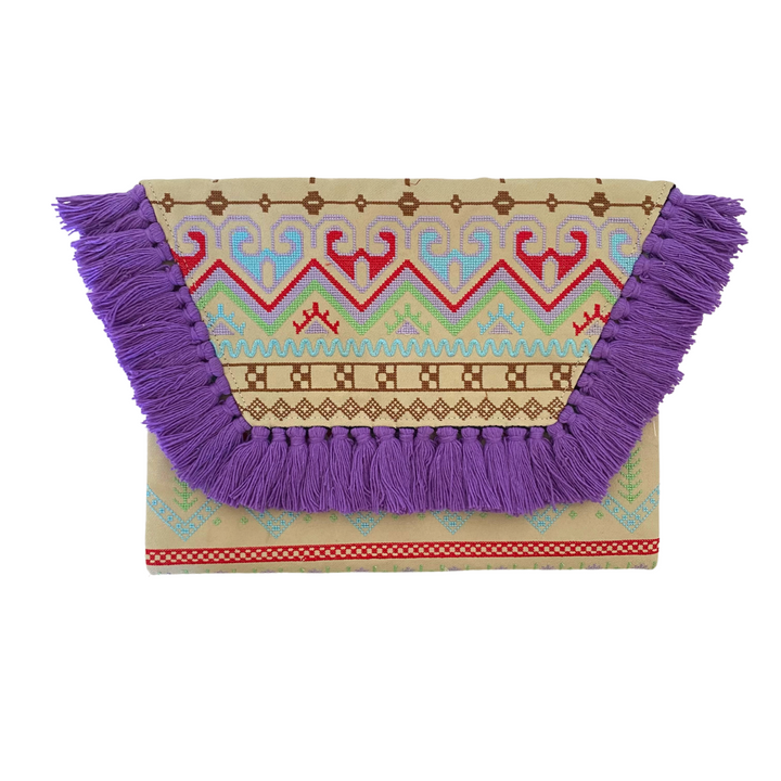 Embroidered Multi Tassel Bird Clutch Bag - Thailand-Bags-Lumily-Purple-Lumily MZ Fair Trade Nena & Co Hiptipico Novica Lucia's World emporium