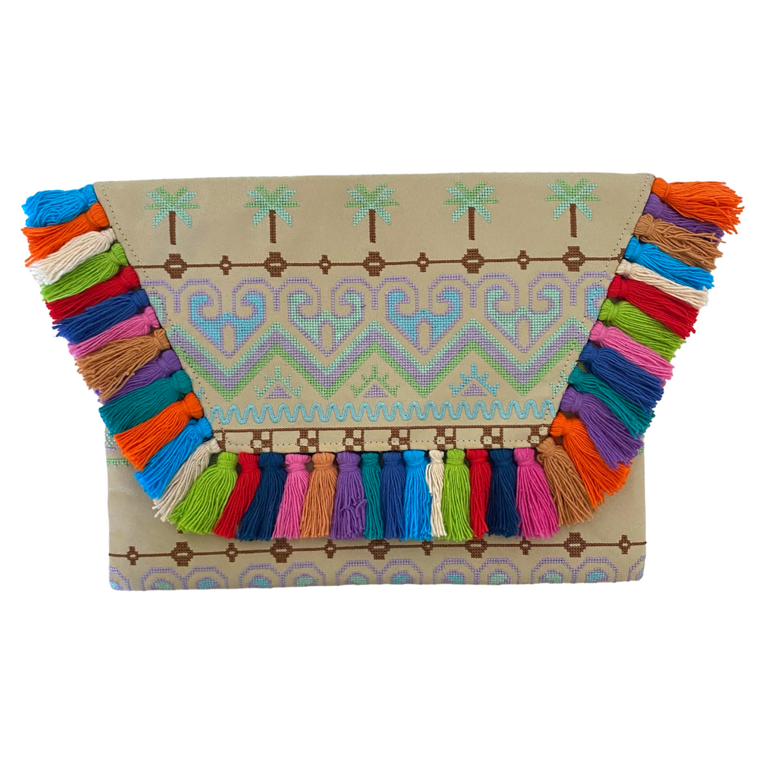 Embroidered Multi Tassel Bird Clutch Bag - Thailand-Bags-Lumily-Multicolor-Lumily MZ Fair Trade Nena & Co Hiptipico Novica Lucia's World emporium