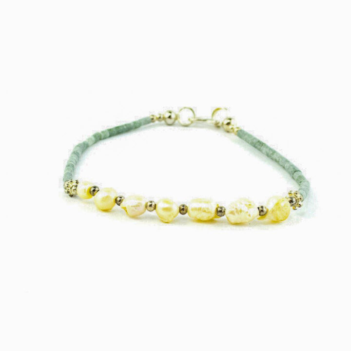 Pearl and Stone Bracelet - Thailand-Jewelry-Lumily-Grey-Lumily MZ Fair Trade Nena & Co Hiptipico Novica Lucia's World emporium