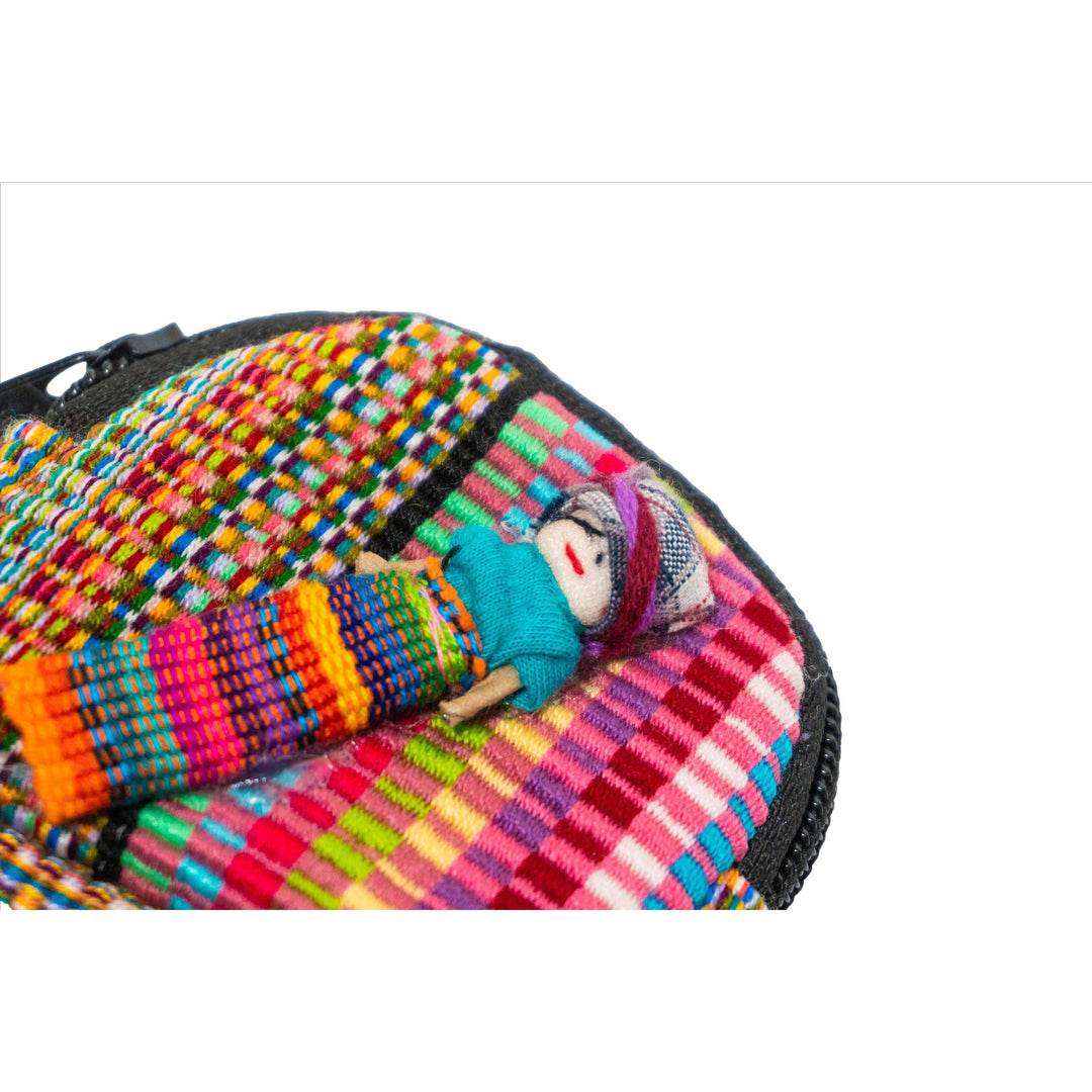 Woven Worry Doll Multicolor Pouch - Guatemala