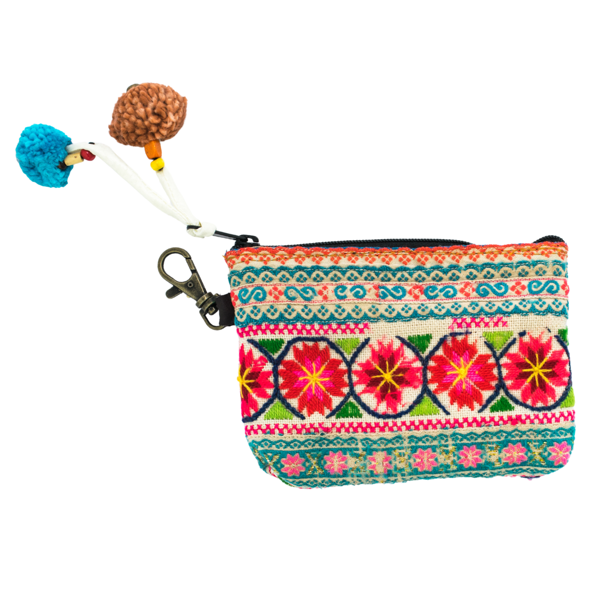 Flower Embroidered Wallet Ethnic Style Fabric Coin Bag - Temu