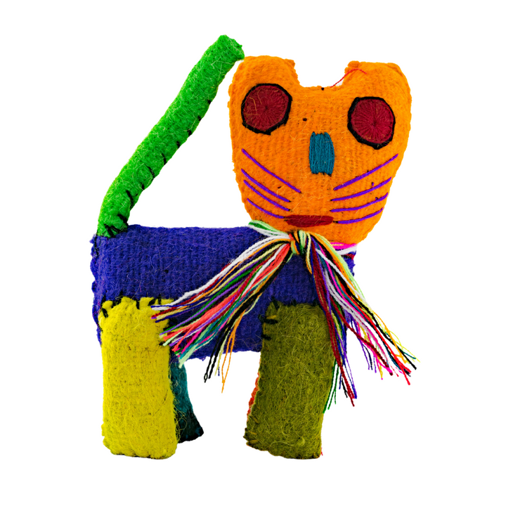 Felix the Cat: Repurposed Wool Boho Decor - Mexico-Decor-ABIGAIL (ARTESANÍAS CHONETIK - MX)-Lumily MZ Fair Trade Nena & Co Hiptipico Novica Lucia's World emporium
