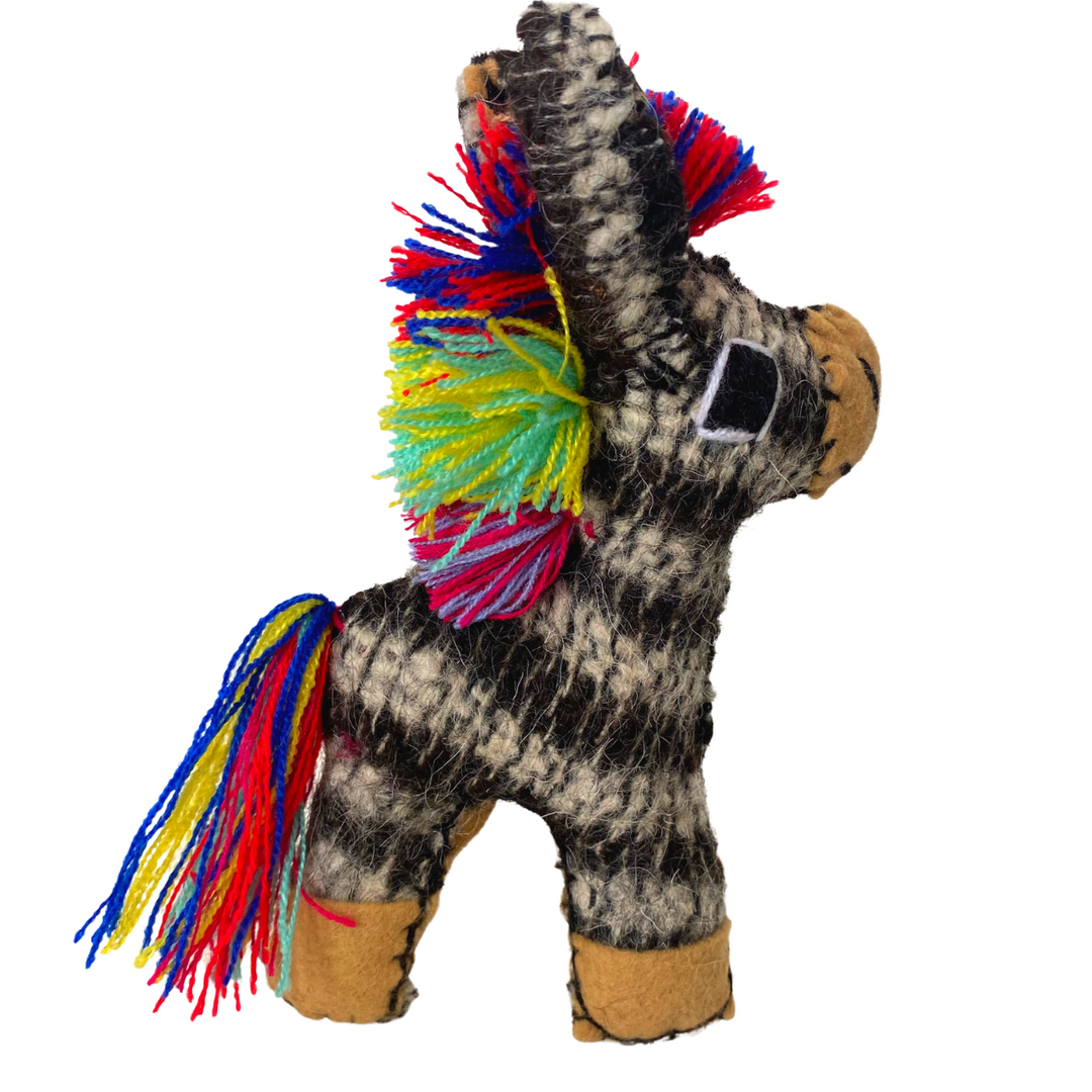 Tomi the Donkey: Repurposed Wool Boho Decor - Mexico-Decor-Juani (MX)-Lumily MZ Fair Trade Nena & Co Hiptipico Novica Lucia's World emporium