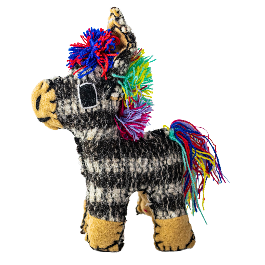 Tomi the Donkey: Repurposed Wool Boho Decor - Mexico-Decor-Lumily-Lumily MZ Fair Trade Nena & Co Hiptipico Novica Lucia's World emporium
