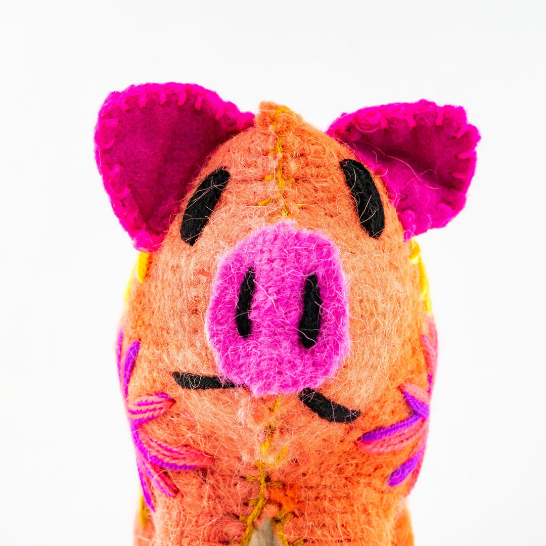 Rosie the Pig: Repurposed Wool Boho Decor - Mexico-Decor-Lumily-Lumily MZ Fair Trade Nena & Co Hiptipico Novica Lucia's World emporium