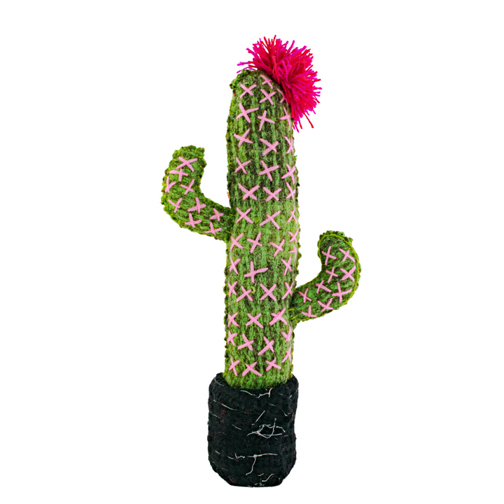 Spike the Cactus: Repurposed Wool Boho Decor - Mexico-Decor-ABIGAIL (ARTESANÍAS CHONETIK - MX)-Lumily MZ Fair Trade Nena & Co Hiptipico Novica Lucia's World emporium