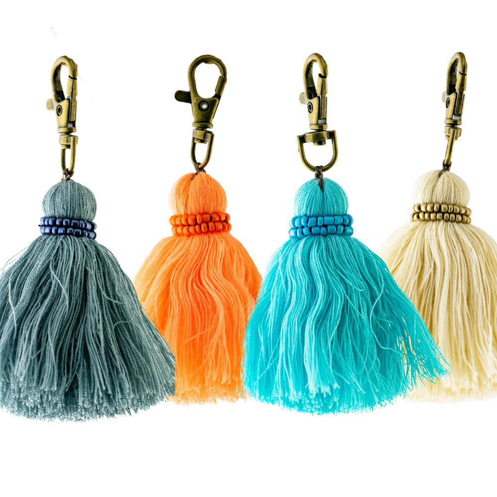 Beaded Tassel Zipper Pull with Lobster Clasp - Thailand-Zipper Pulls-Lumily-Lumily MZ Fair Trade Nena & Co Hiptipico Novica Lucia's World emporium