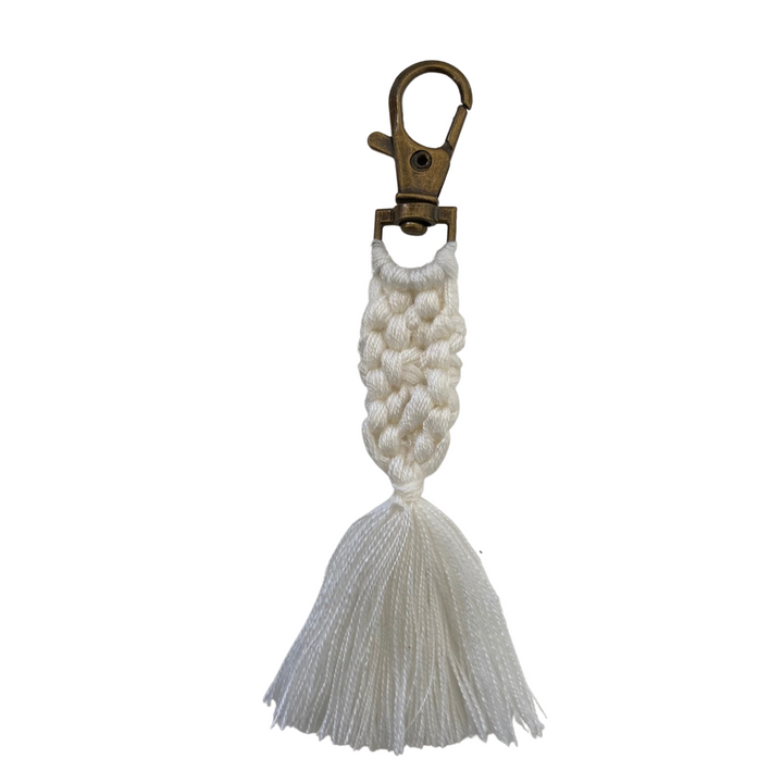 Macrame Zipper Pull Bag Charm Tassel Decor - Thailand-Zipper Pulls-Pichayada (Nu Shop - TH)-Ivory-Lumily MZ Fair Trade Nena & Co Hiptipico Novica Lucia's World emporium