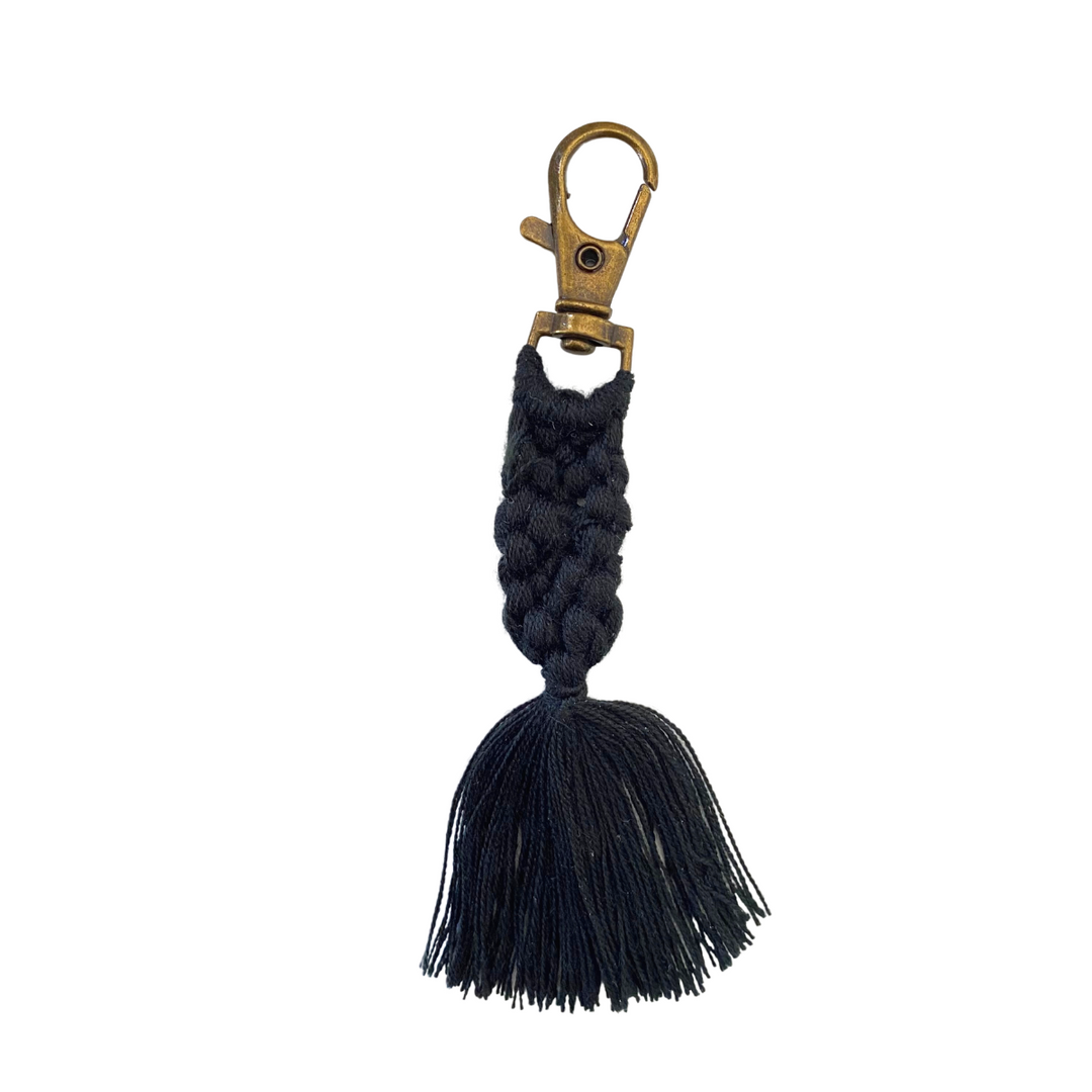 Macrame Zipper Pull Bag Charm Tassel Decor - Thailand-Zipper Pulls-Pichayada (Nu Shop - TH)-Black-Lumily MZ Fair Trade Nena & Co Hiptipico Novica Lucia's World emporium