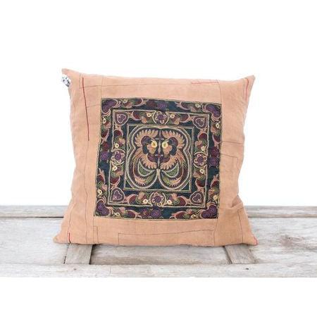 Oversized Sunan Embroidered Pillow Cover - Thailand-Decor-Lumily-Brown-Lumily MZ Fair Trade Nena & Co Hiptipico Novica Lucia's World emporium
