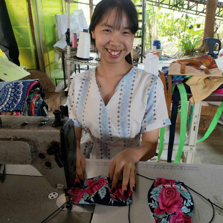 Embroidered Rose Mask with Filter Pocket - Thailand-Apparel-Nun-Lumily MZ Fair Trade Nena & Co Hiptipico Novica Lucia's World emporium