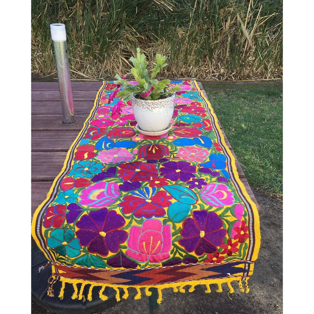 Flower Embroidered Table Runner - Guatemala-Lumily-Lumily MZ Fair Trade Nena & Co Hiptipico Novica Lucia's World emporium