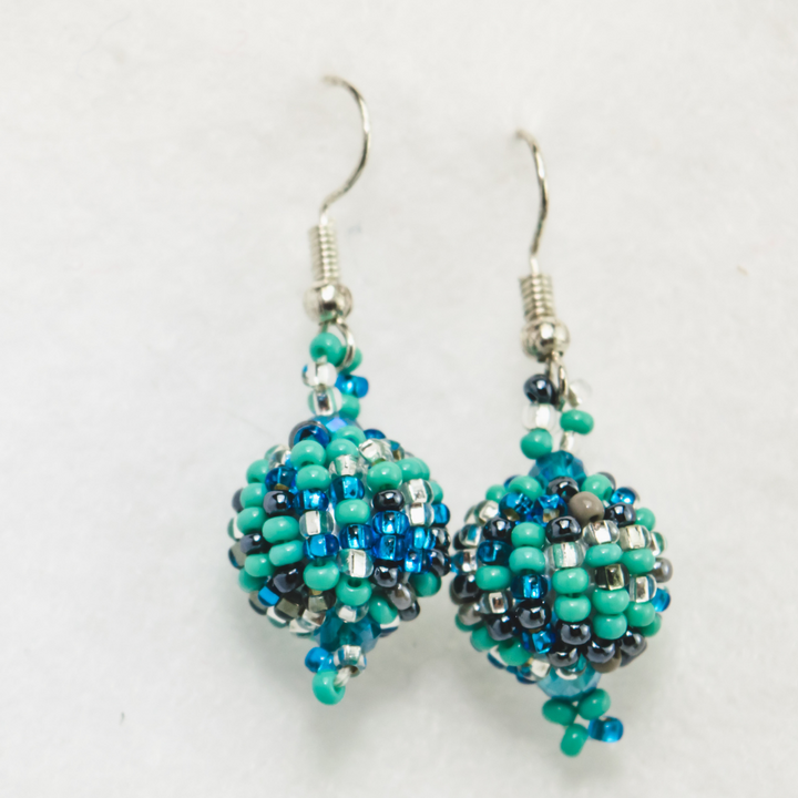Shiva Seed Bead Earrings - Guatemala-Jewelry-Lumily-Blue-Lumily MZ Fair Trade Nena & Co Hiptipico Novica Lucia's World emporium