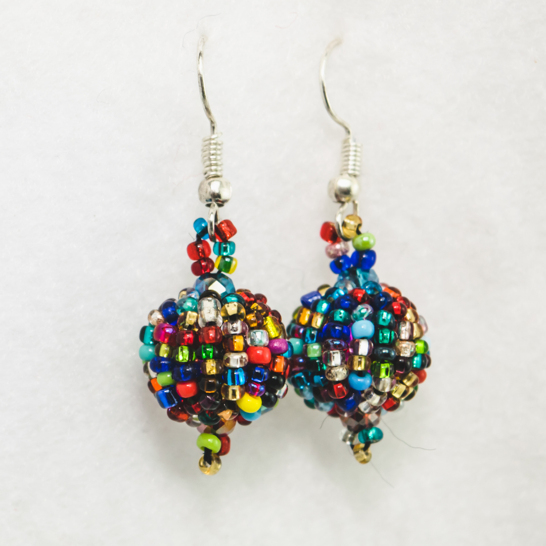 Shiva Seed Bead Earrings - Guatemala-Jewelry-Lumily-Multicolor-Lumily MZ Fair Trade Nena & Co Hiptipico Novica Lucia's World emporium