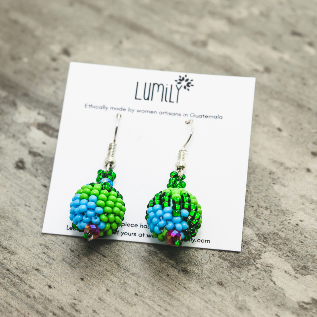 Shiva Seed Bead Earrings - Guatemala-Jewelry-Lumily-Lumily MZ Fair Trade Nena & Co Hiptipico Novica Lucia's World emporium