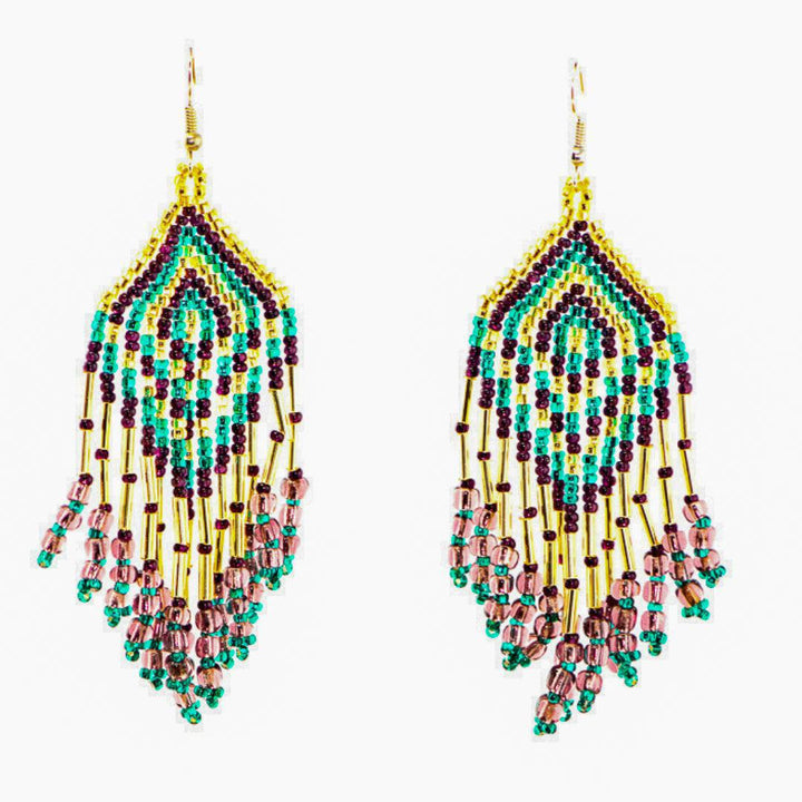 Alegria Seed Bead Earrings - Guatemala-Jewelry-Lumily-Gold-Lumily MZ Fair Trade Nena & Co Hiptipico Novica Lucia's World emporium
