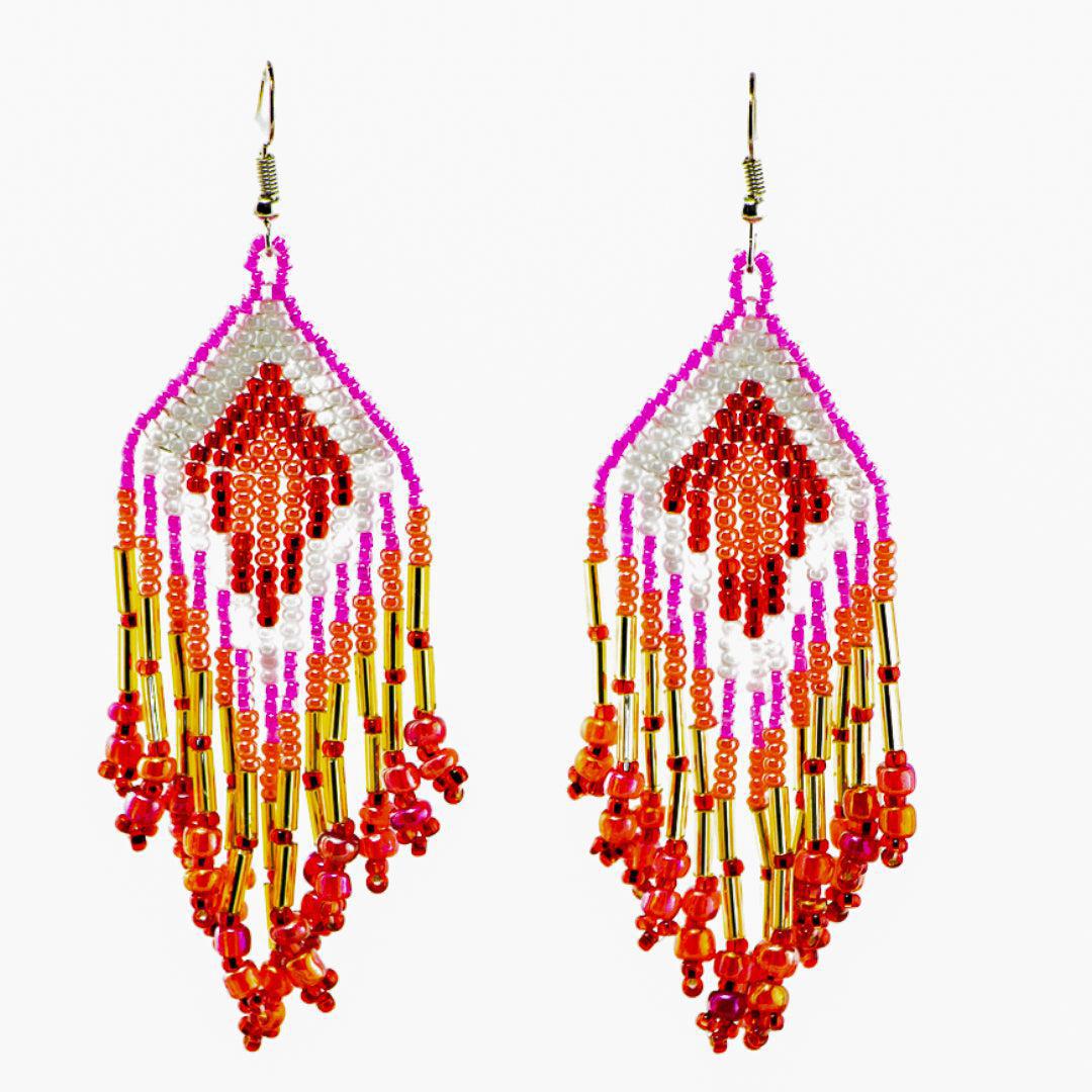 Alegria Seed Bead Earrings - Guatemala-Jewelry-Lumily-Pink-Lumily MZ Fair Trade Nena & Co Hiptipico Novica Lucia's World emporium