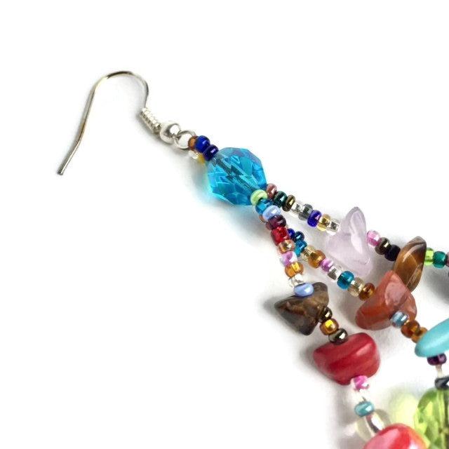 Luzy Seed Bead Dangly Earrings - Guatemala-Jewelry-Lumily-Multicolor-Lumily MZ Fair Trade Nena & Co Hiptipico Novica Lucia's World emporium