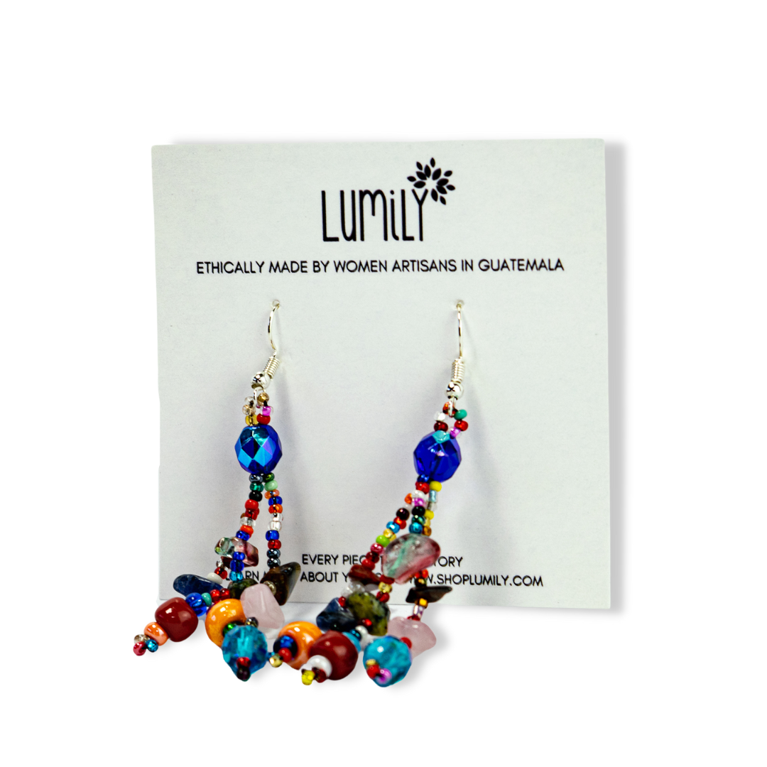 Luzy Seed Bead Dangly Earrings - Guatemala-Jewelry-Lumily-Lumily MZ Fair Trade Nena & Co Hiptipico Novica Lucia's World emporium